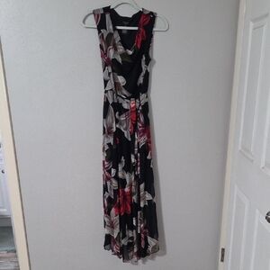Max Studio Floral Maxi Dress in Black and Red